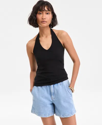On 34th Women's V-neck Halter Top, Exclusively At Macy's In Black