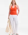 On 34th Women's V-neck Halter Top, Exclusively At Macy's In White