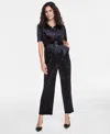 On 34th Women's Velvet Short-sleeve Jumpsuit, Created For Macy's In Deep Black