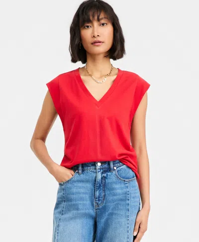 On 34th Women's V-neck Jersey Top, Macy's Exclusive In Multi