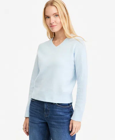On 34th Women's V-neck Long-sleeve Sweater, Macy's Exclusive In Blue