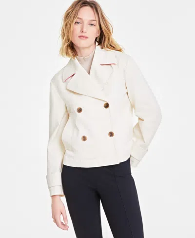 On 34th Women's Casual Cropped Twill Peacoat, Exclusively At Macy's In Ecru
