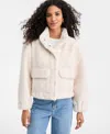 On 34th Women's Woven Solid Faux-fur Bomber Jacket, Macy's Exclusive In White