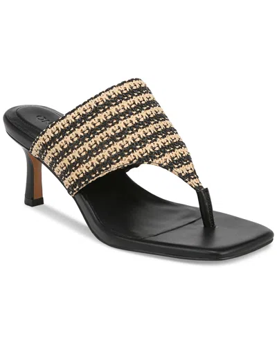 On 34th Women's Zaddie Thong Dress Sandals, Created For Macy's In Black,natural Raffia