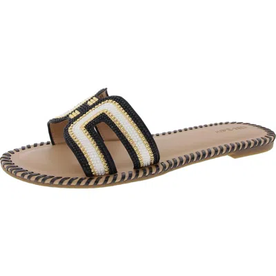 On 34th Womens Beaded Textured Slide Sandals In Gold