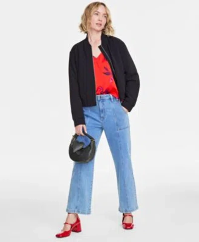 On 34th Womens Bomber Jacket Tank Top Jeans Crossbody Pumps Hoop Earrings Created For Macys In Rich Truffle Micro