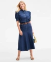 On 34th Womens Cotton Denim Puff Sleeve Shirt Denim Flared Midi Skirt Exclusively At Macys
