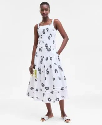 On 34th Womens Cotton Gauze Smocked Tank Tiered Midi Skirt Exclusively At Macys In Blue