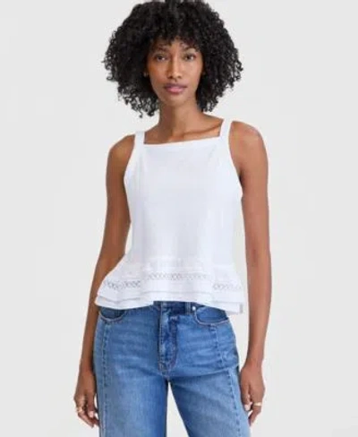 On 34th Womens Cotton Layered Ruffled Hem Woven Mix Tank Top Macys Exclusive In White