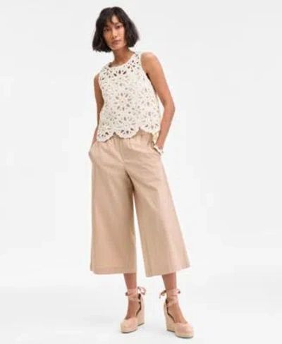 On 34th Womens Crochet Tank Cropped Wide Leg Pants Melindaa Espadrille Wedge Sandals Exclusively At Macys