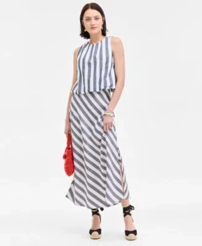 On 34th Womens Cropped Bubble Hem Tank Striped Maxi Skirt Melindaa Espadrille Wedge Sandals Exclusively At M