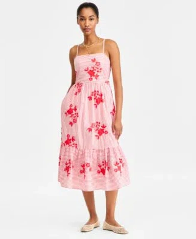 On 34th Womens Cutout Back Tiered Cotton Midi Dress Macys Exclusive In White