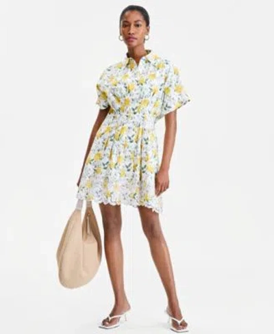 On 34th Womens Cutwork Hem Mini Shirtdress Macys Exclusive In Yellow