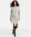 On 34th Womens Embellished Brushed Crewneck Sweater Mini Skirt Macys Exclusive In Gray