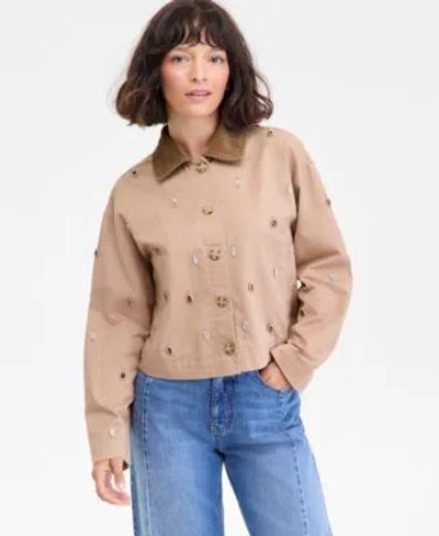 On 34th Women's Embellished Corduroy Collar Cropped Jacket, Macy's Exclusive In Multi