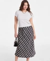 On 34th Womens Fitted T Shirt Geometric Print Slip Skirt Exclusively At Macys In Deep Black