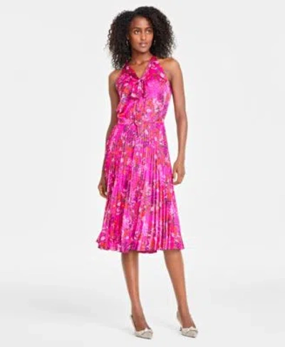 On 34th Womens Floral Halter Dress Slingback Pumps Created For Macys In Pink