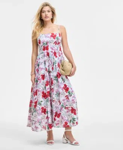 On 34th Womens Floral Shadow Strappy Maxi Dress Crochet Clutch Pathina Sandals Bracelets Drop Earrings Exclu In Pink