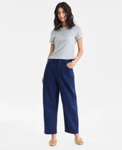On 34th Womens High Rise Twill Barrel Leg Pants Macys Exclusive In Blue