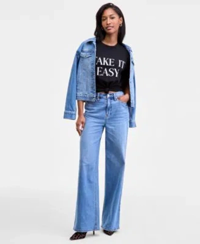 On 34th Womens High Rise Wide Leg Jeans 0 Short 26w Macys Exclusive In Blue