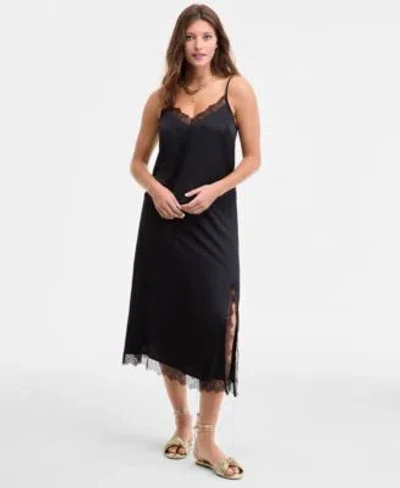 On 34th Womens Lace Trim Tank Lace Trim Slip Skirt Macys Exclusive In Black