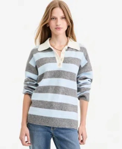 On 34th Womens Long Sleeve Polo Sweater Macys Exclusive In Blue