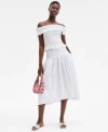 On 34th Womens Off The Shoulder Smocked Top Drop Waist Midi Skirt Exclusively At Macys In White