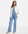 On 34th Womens Pinstripe Boyfriend Blazer Vest Relaxed Flare Jeans Exclusively At Macys In Neutral Pinstripe