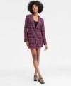 On 34th Womens Plaid Single Button Blazer V Neck Tank Plaid Wrap Mini Skirt Macys Exclusive In Purple