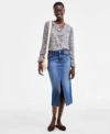 On 34th Womens Printed Blouse Denim Midi Skirt Jaqqy Small Crossbody Bag Mabel Buckled Mules Macys Exclusive In Blue