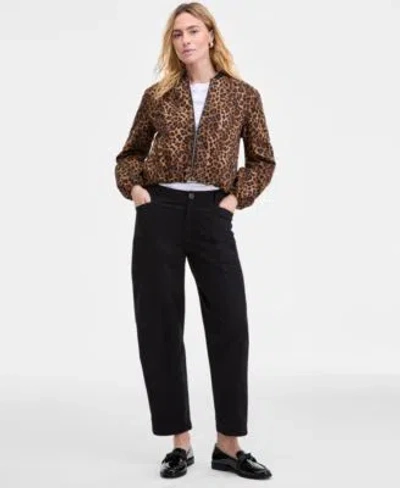 On 34th Womens Printed Bomber Jacket Graphic T Shirt Utility Barrel Leg Pants Kasandra Bow Loafers Macys Exc In White