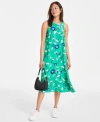 On 34th Womens Printed Midi Dress Dyanne Small Denim Crossbody Carriee Flower Sneakers Exclusively At Macys In Denim Cham