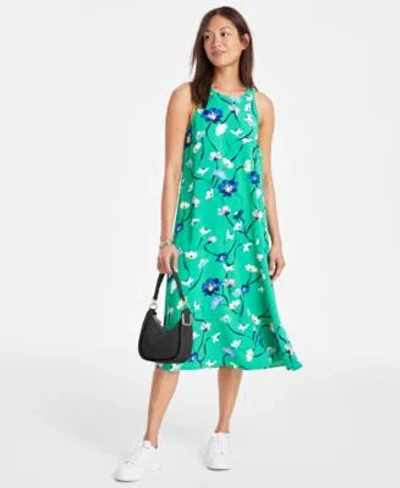 On 34th Womens Printed Midi Dress Dyanne Small Denim Crossbody Carriee Flower Sneakers Exclusively At Macys In Denim Cham