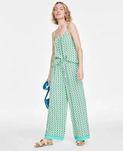 On 34th Womens Printed Tank Pull On Pants Created For Macys In Intrepid Blue