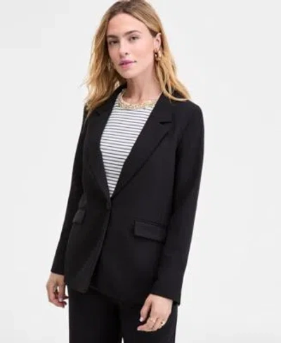 On 34th Womens Relaxed Crepe Blazer Macys Exclusive In Deep Black