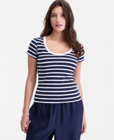 On 34th Womens Scoop Neck Layering T Shirt Macys Exclusive In Intrepid Blue