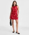 On 34th Womens Sequin Sleeveless Top Sequin Mini Skirt Macys Exclusive In Red