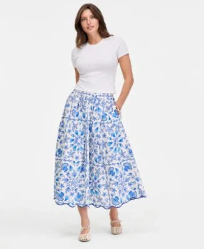 On 34th Womens Serene Shores Midi Skirt Macys Exclusive In Blue
