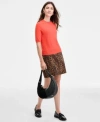 On 34th Womens Short Sleeve Sweater Printed Mini Skirt Harlowwe Hobo Bag Kasandra Bow Loafers Macys Exclusiv In Brown