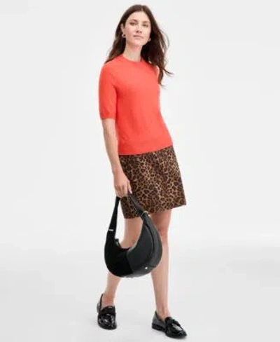 On 34th Womens Short Sleeve Sweater Printed Mini Skirt Harlowwe Hobo Bag Kasandra Bow Loafers Macys Exclusiv