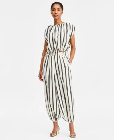 On 34th Womens Striped Bubble Top Striped Balloon Leg Pants Macys Exclusive In Blue
