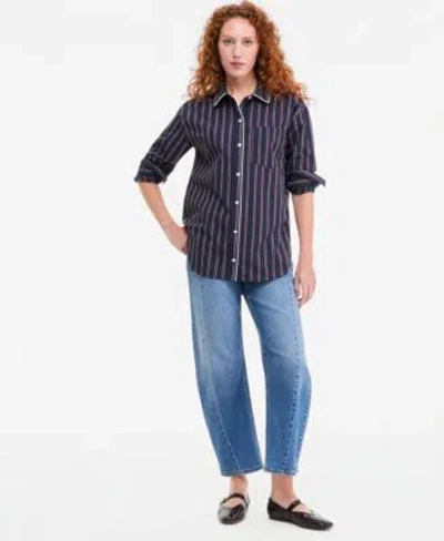 On 34th Womens Striped Poplin Long Sleeve Button Down Shirt Macys Exclusive In Multi