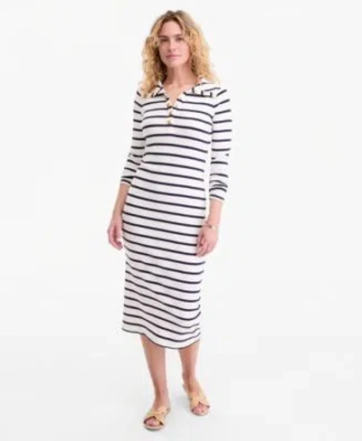 On 34th Womens Striped Sailor Knit Midi Dress Macys Exclusive In White