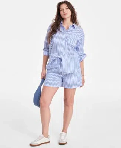 On 34th Womens Striped Shirt Striped Shorts Exclusively At Macys In Lemon Drizzle