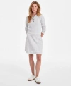 On 34th Womens Tipped Long Sleeve Polo Sweater Tipped Knit Skirt Exclusively At Macys In Silver Heather