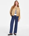 On 34th Womens Twill Bubble Hem Bomber Jacket Striped Sleeveless Sweater Sailor Button Jeans Exclusively At  In Midnight