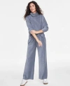 On 34th Womens Velour Turtleneck Wide Leg Pants Created For Macys In Blue