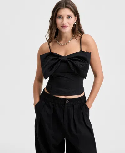 On 34th Woven Solid Bow Bandeau Top, Macy's Exclusive In Black