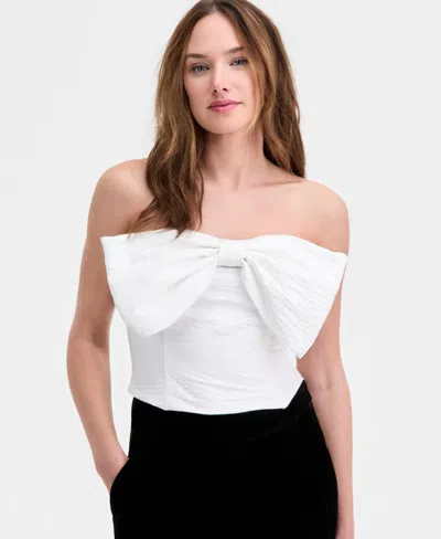 On 34th Woven Solid Bow Bandeau Top, Macy's Exclusive In White