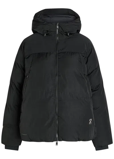 On All-day Padded Hooded Nyl Jacket In Black